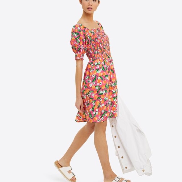 Cam Smocked Dress in Orange Blossom - Picture 2 of 5